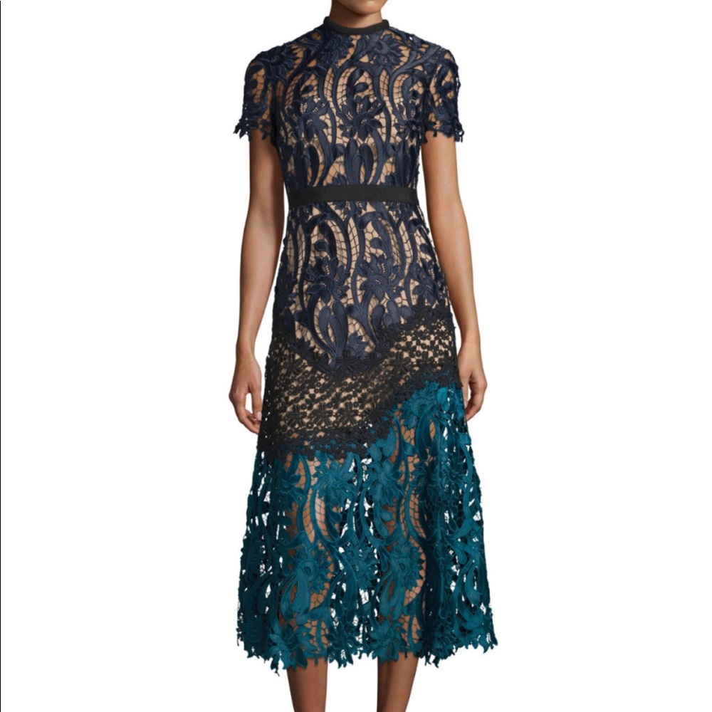 Self Portrait Lace Combo Midi Dress NWT Size 8